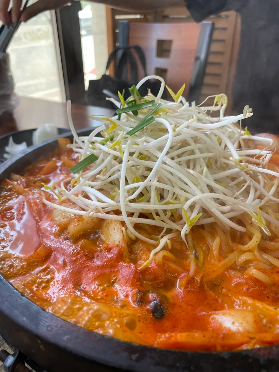 Medium dol jjamppong topped with whole octopus