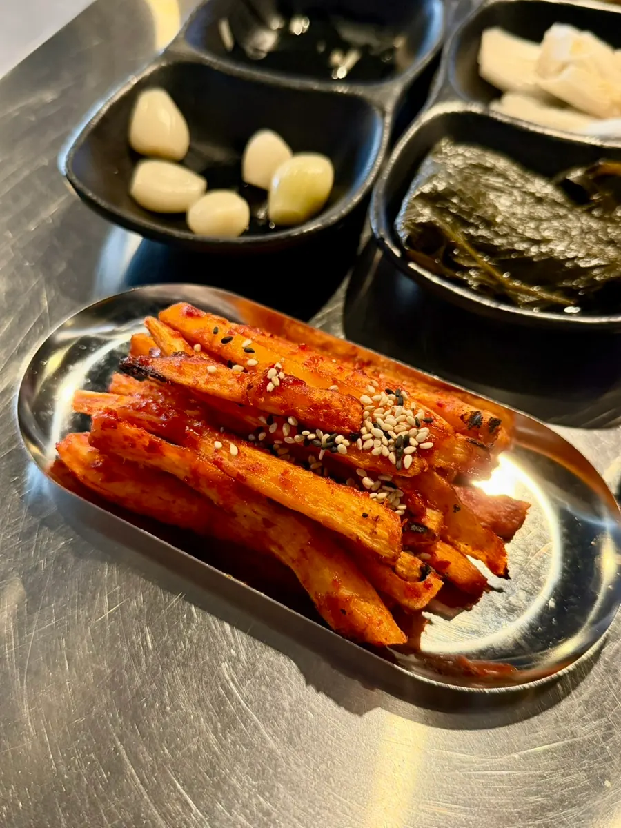 Grilled deodeok coated in sauce