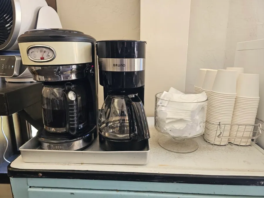 Hot coffee prepared at the restaurant