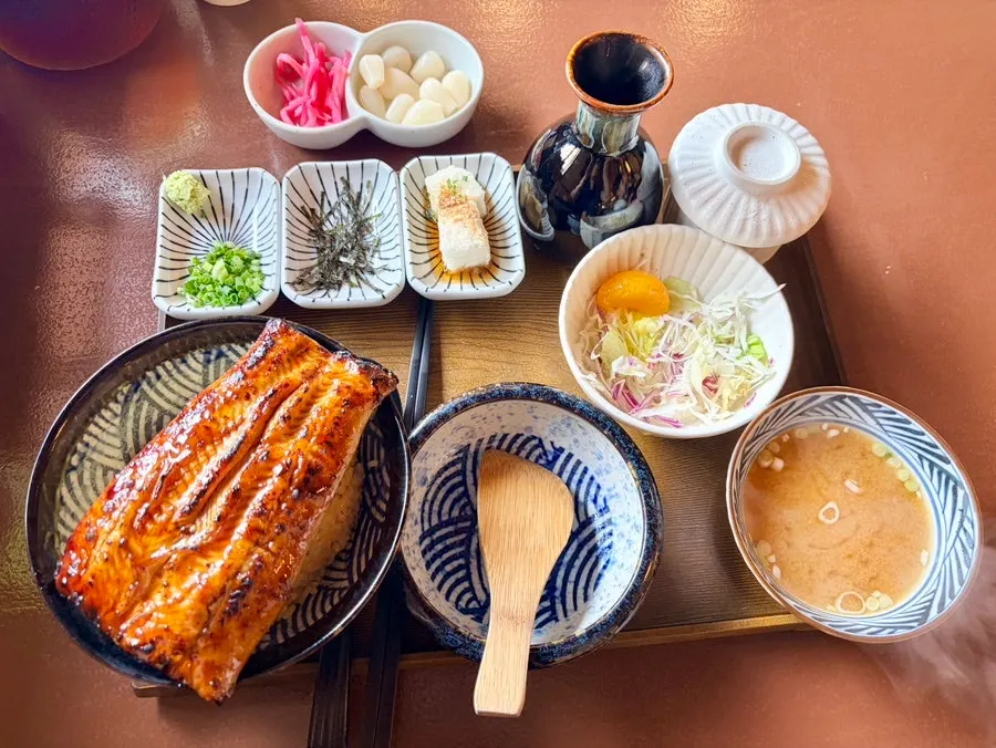 Unaju and toridon set meal spread
