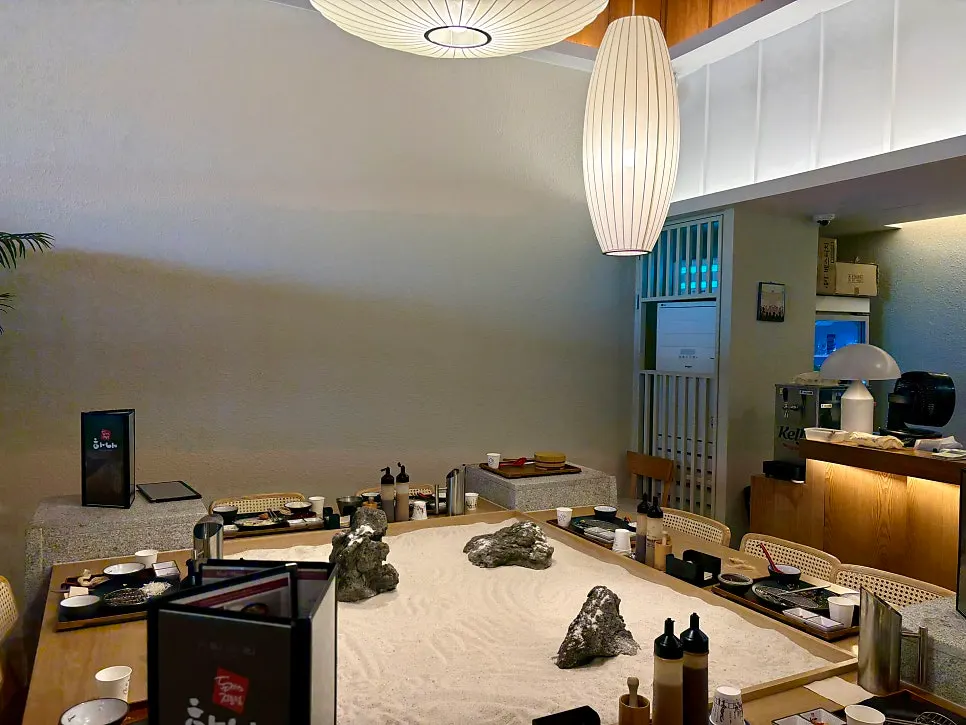 View of the Japanese-style interior of Hana Donkatsu