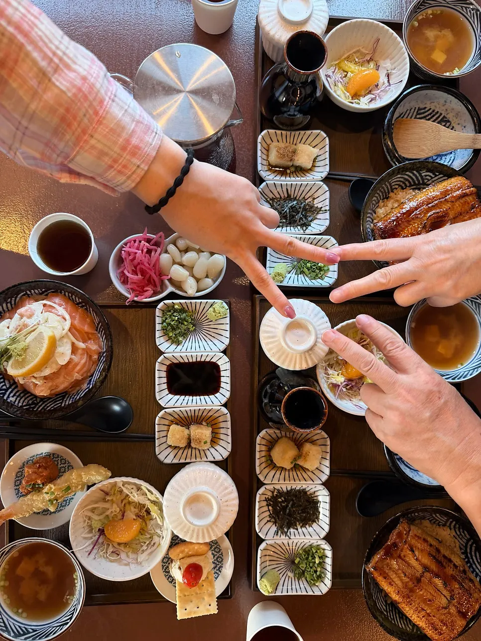 A generously packed table spread