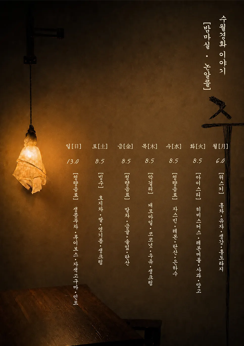 수월경화 프리미엄 티 메뉴 안내
