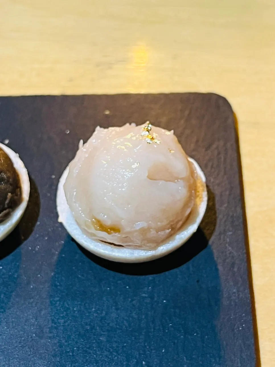 Monaka dessert enjoyed alongside tea