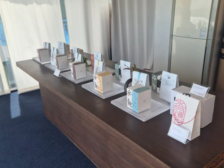 Blended tea products on display