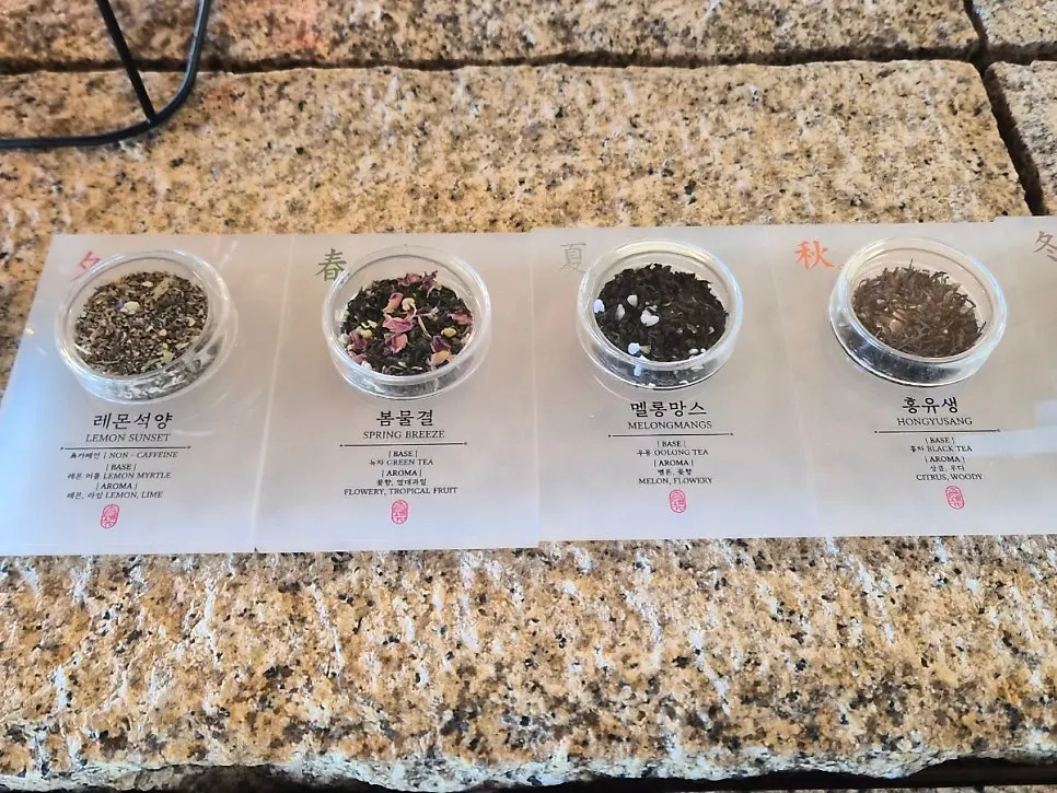 Sign describing the different tea varieties