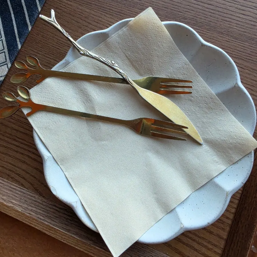 Dessert description card with the elegant plates and cutlery