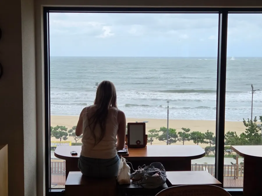 Window seats facing the sea