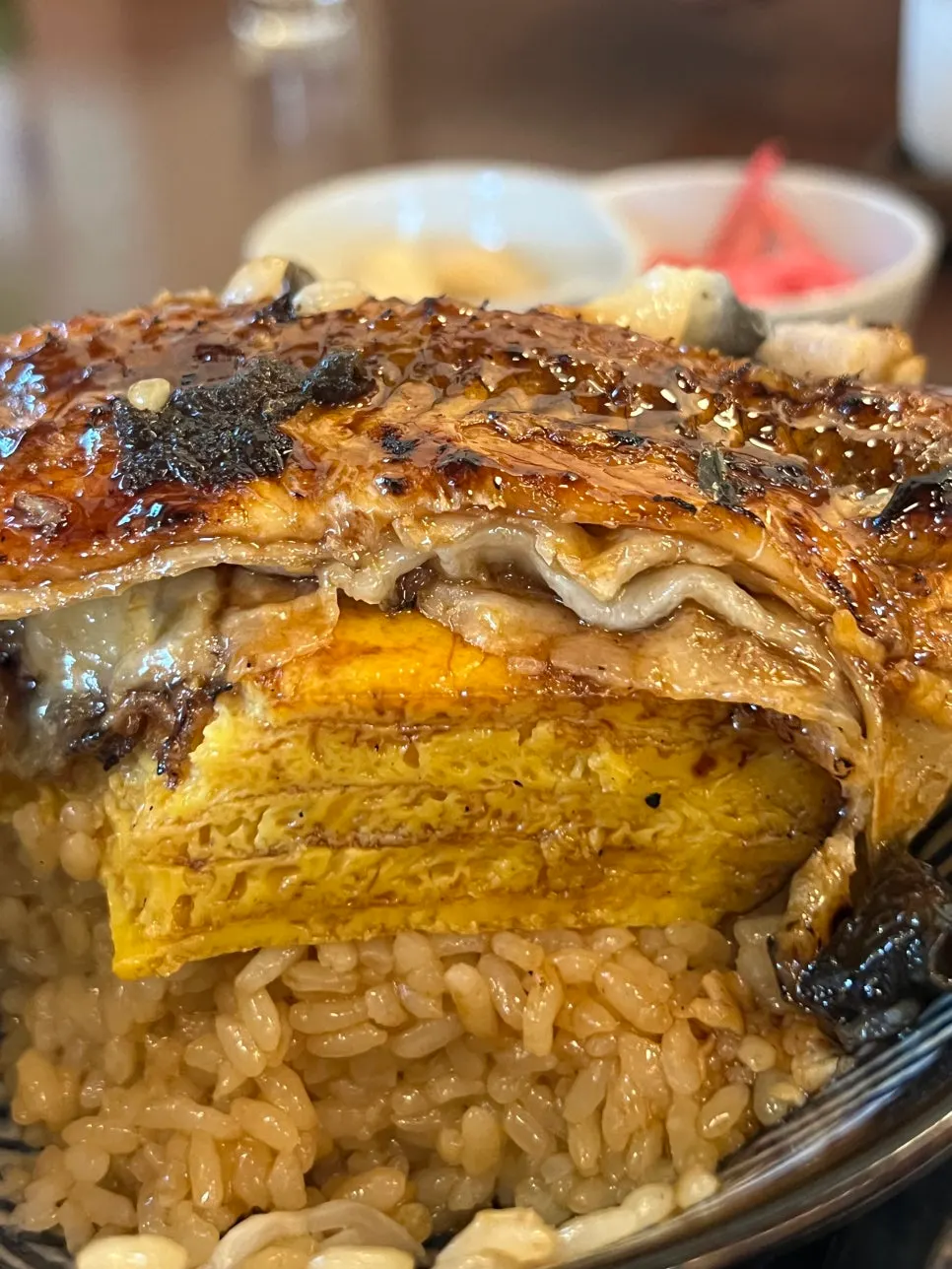Glossy eel over rice