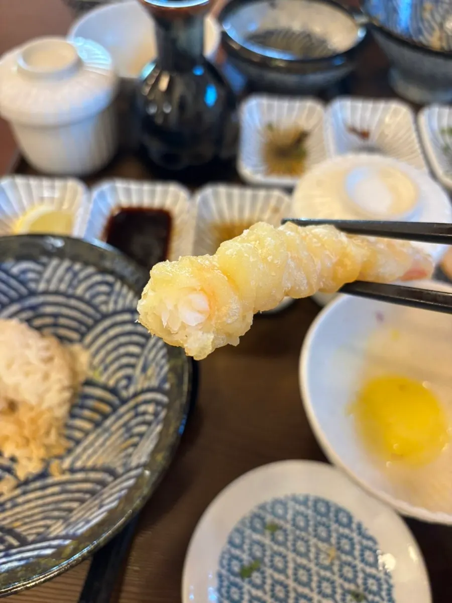 Karaage served with the salmon rice bowl