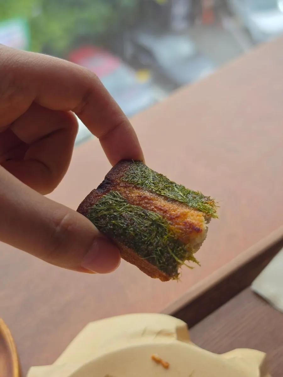 Gamtae myeongnan financier with a madeleine-like texture