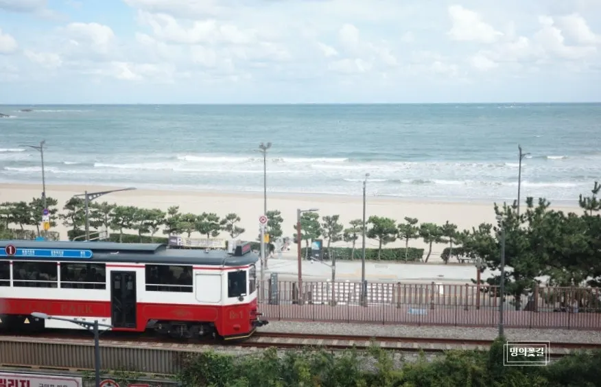 View of Songjeong sea through Suwolgyeonghwa's floor-to-ceiling windows