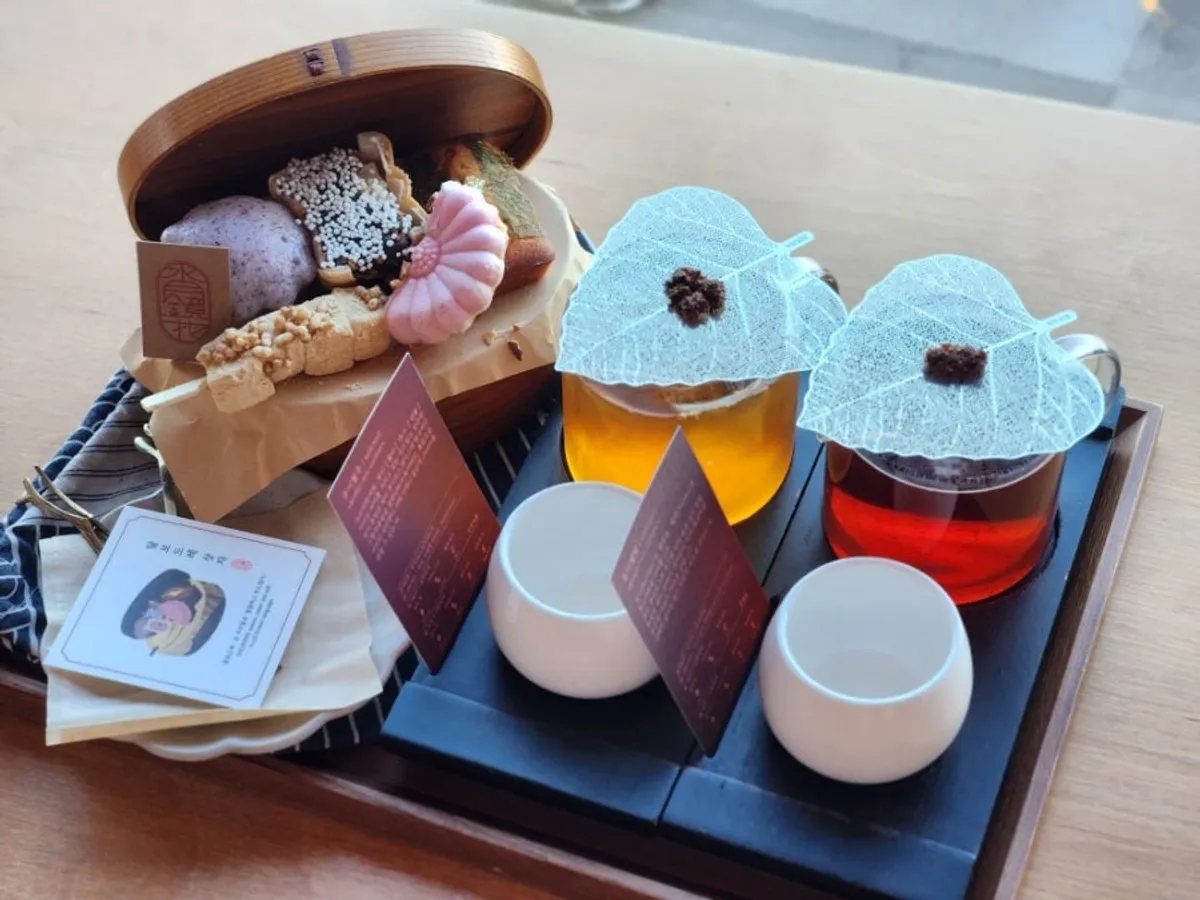 Neatly arranged traditional Korean sweets