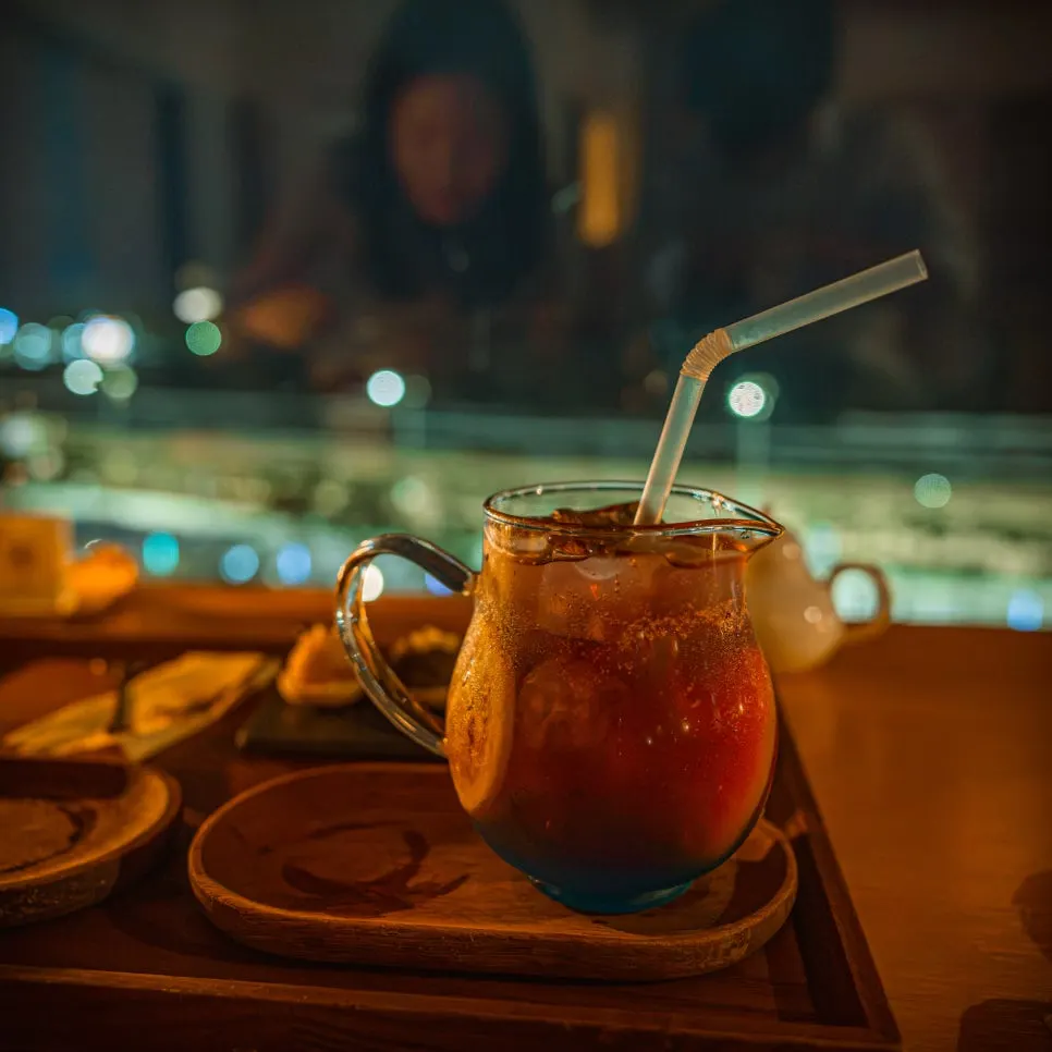 The Water drink after tea is poured in, changing color