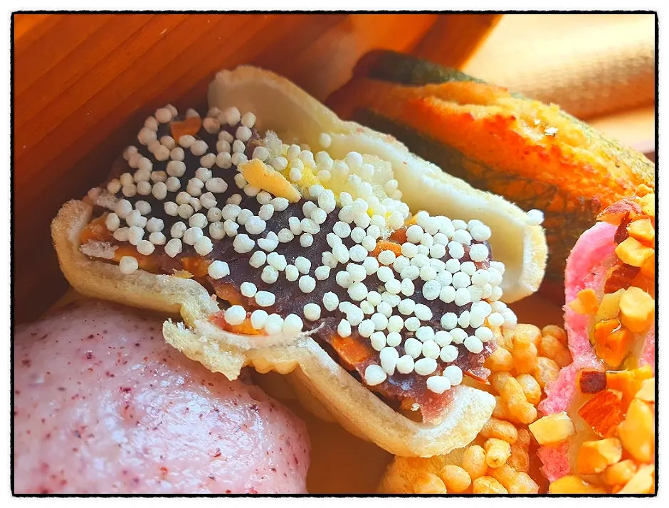 Cross-section of monaka filled with red bean