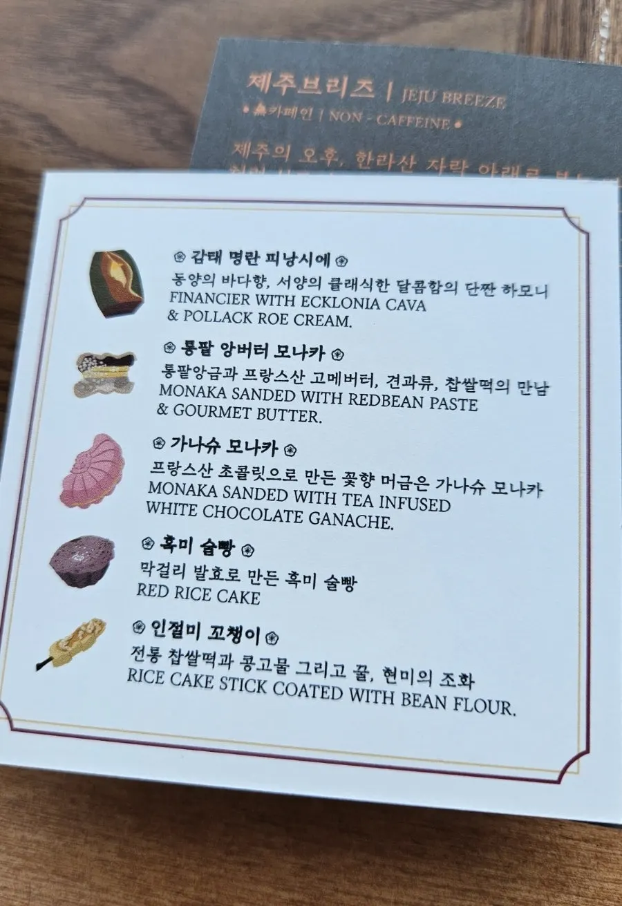Tea explanation card listing ingredients and how to enjoy it
