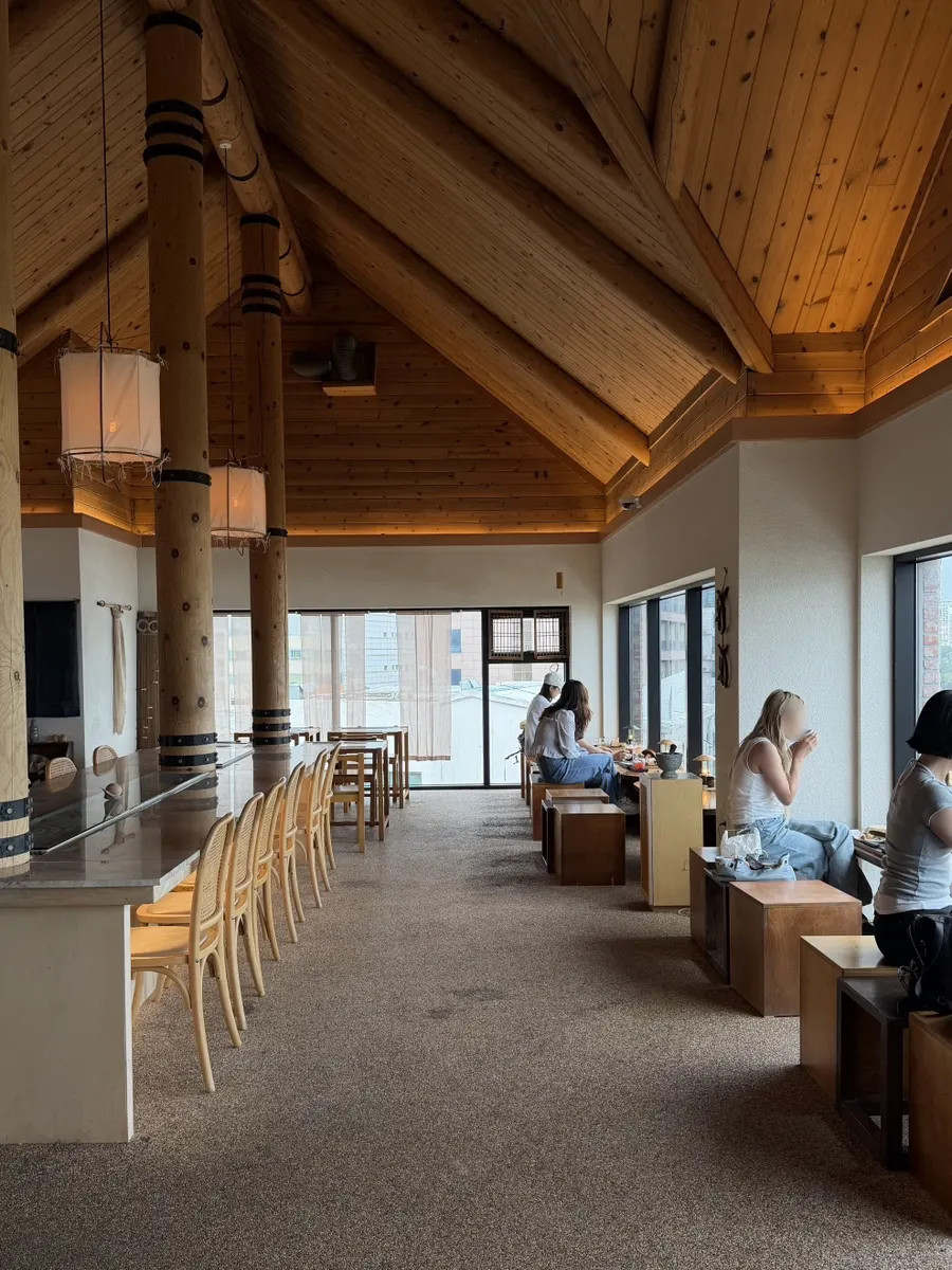 Seating on the 4th floor with soft lighting