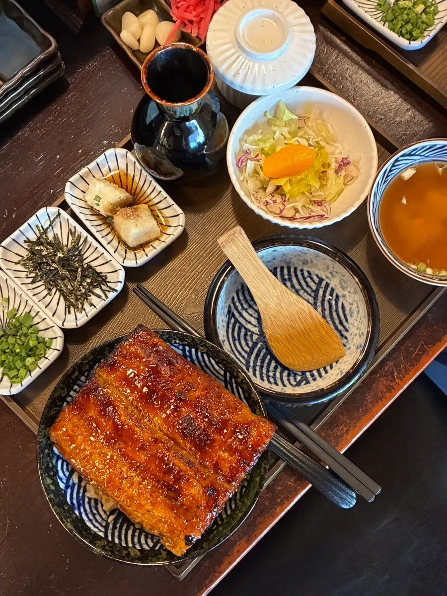 Close-up of the thick eel covering the unaju