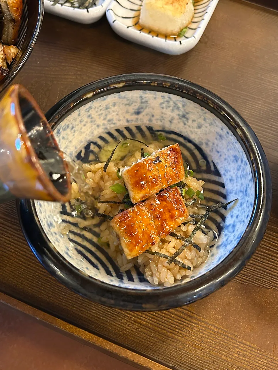 Eel ochazuke finished by pouring on green tea