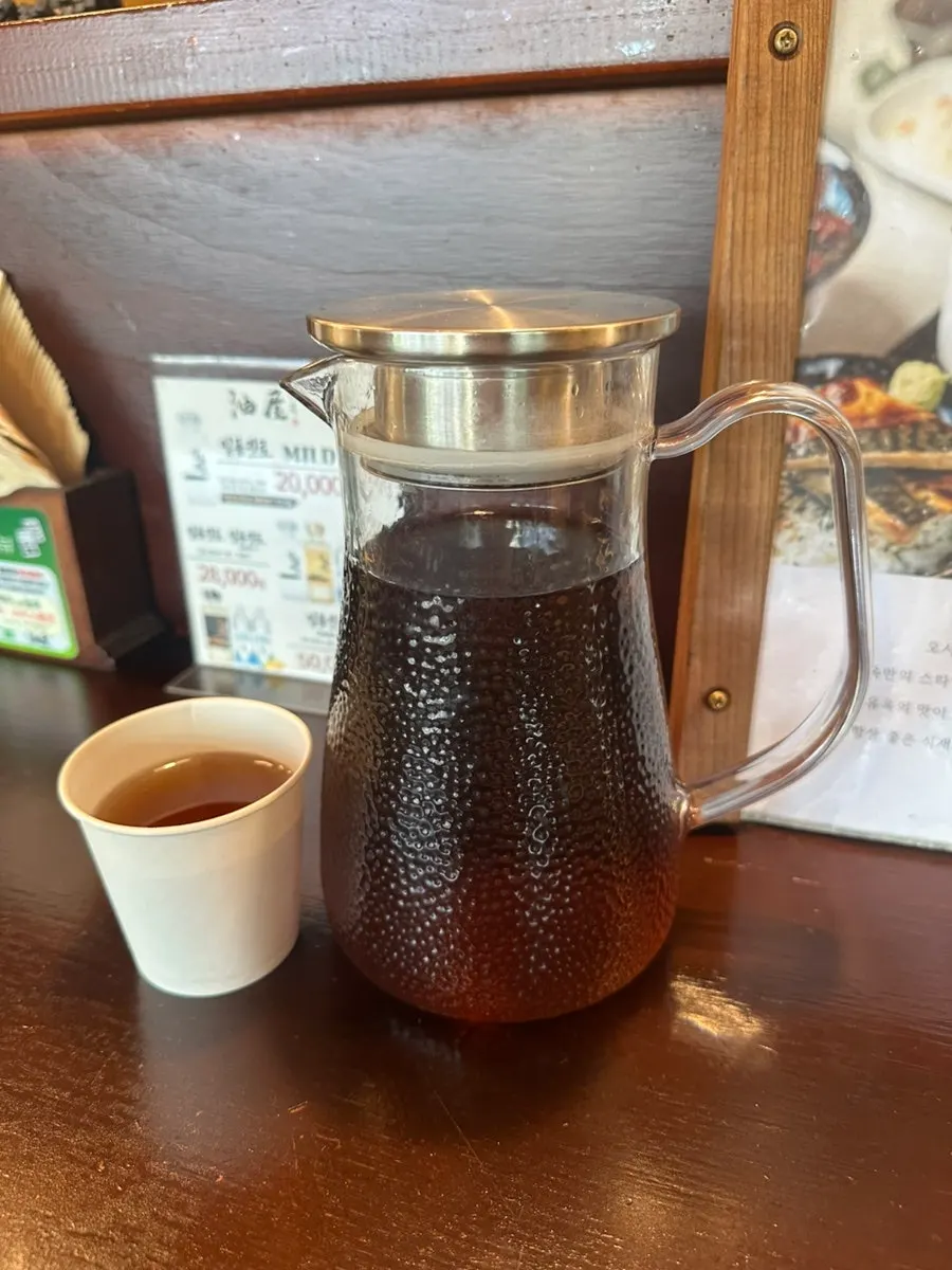 Roasted barley tea served at Yuok