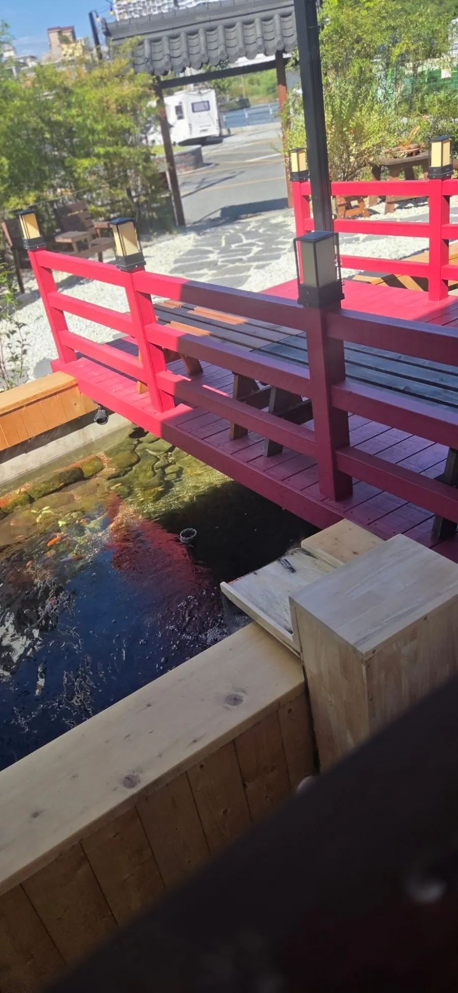 Yuok's interior table seating with wooden decor