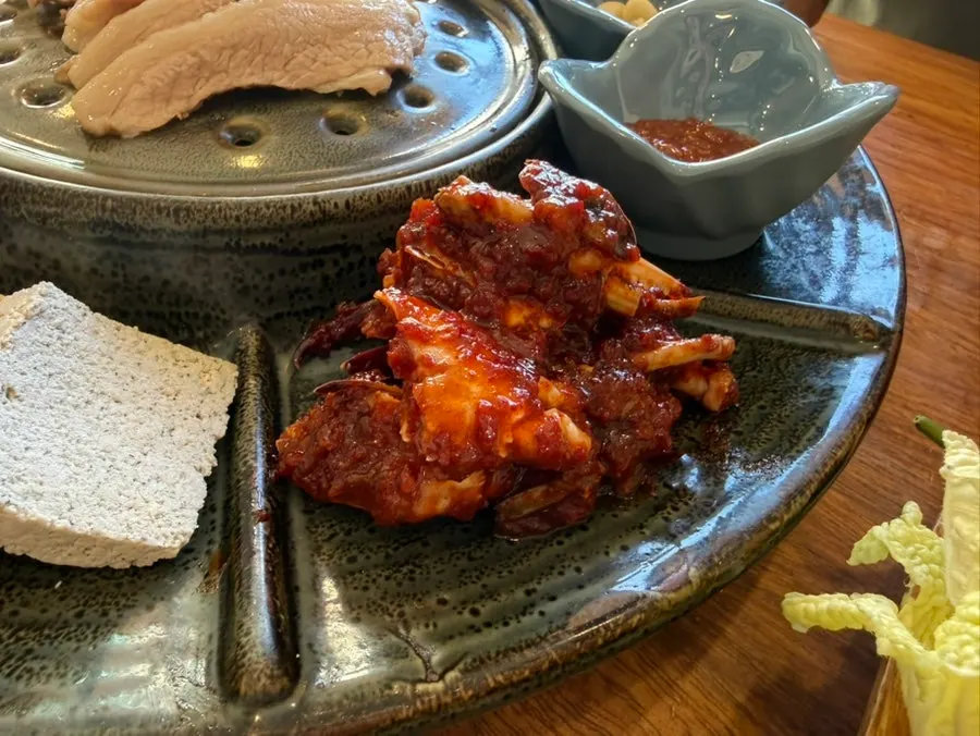 Plate of sweet seasoned crab side dish