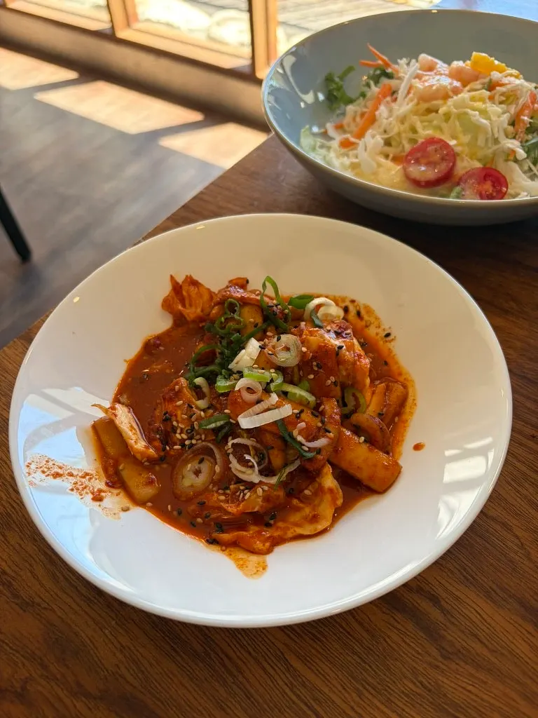A plate of spicy squid stir-fry