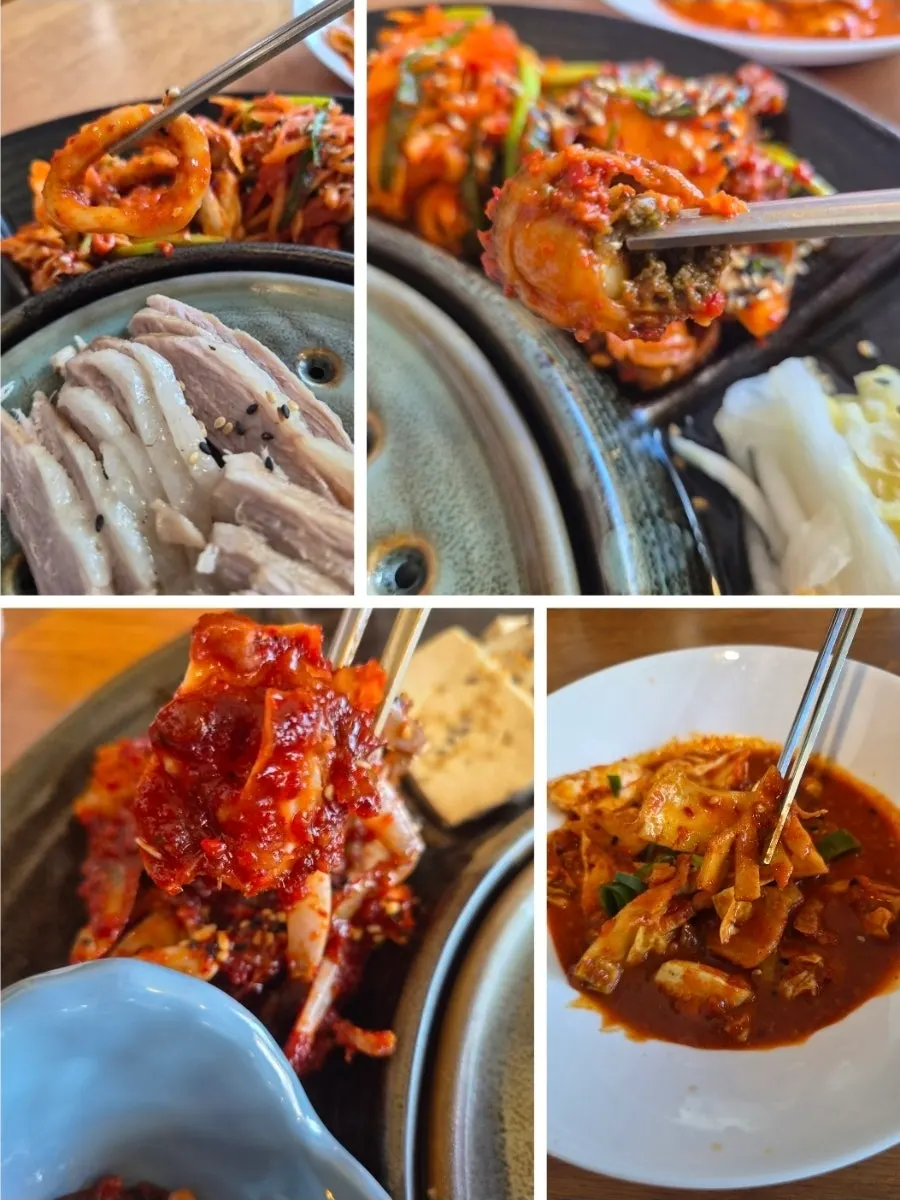 Basic side dishes served with the abalone pot rice