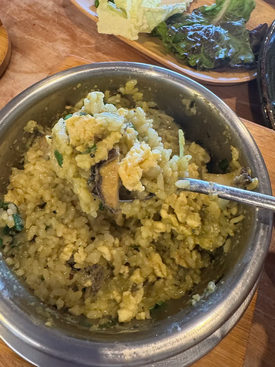 Close-up of the abalone pot rice set