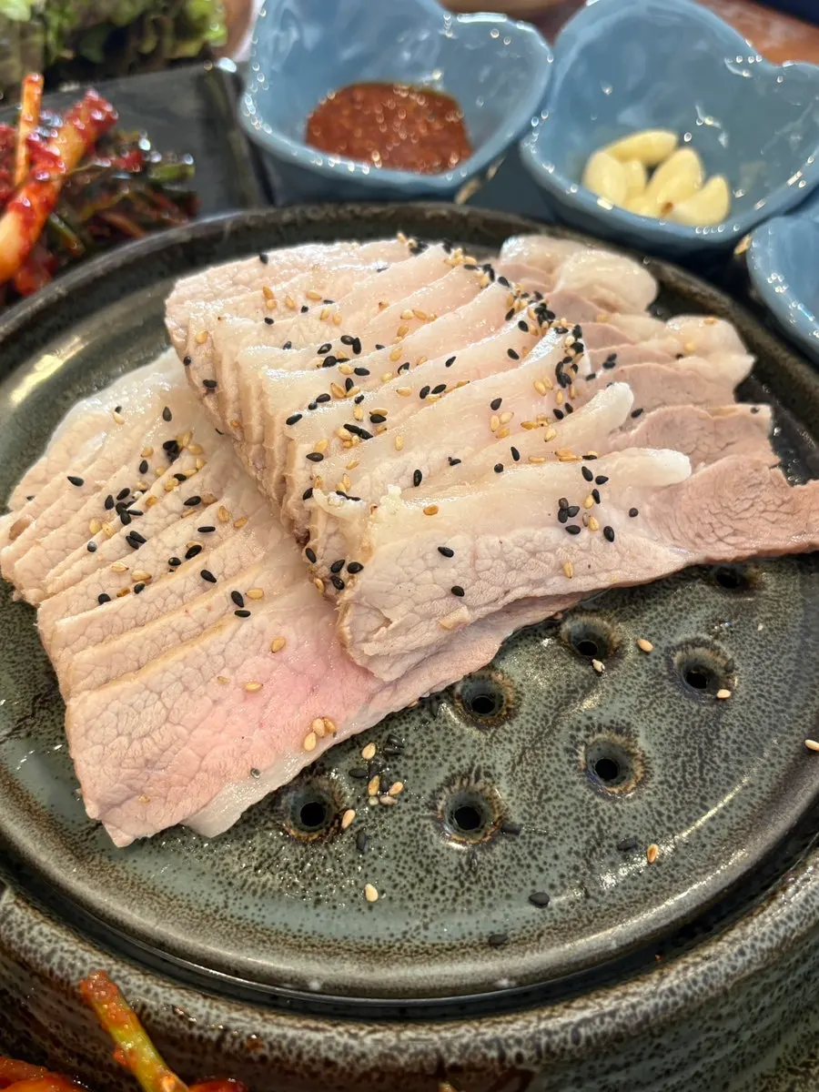 Boiled pork bossam on a plate