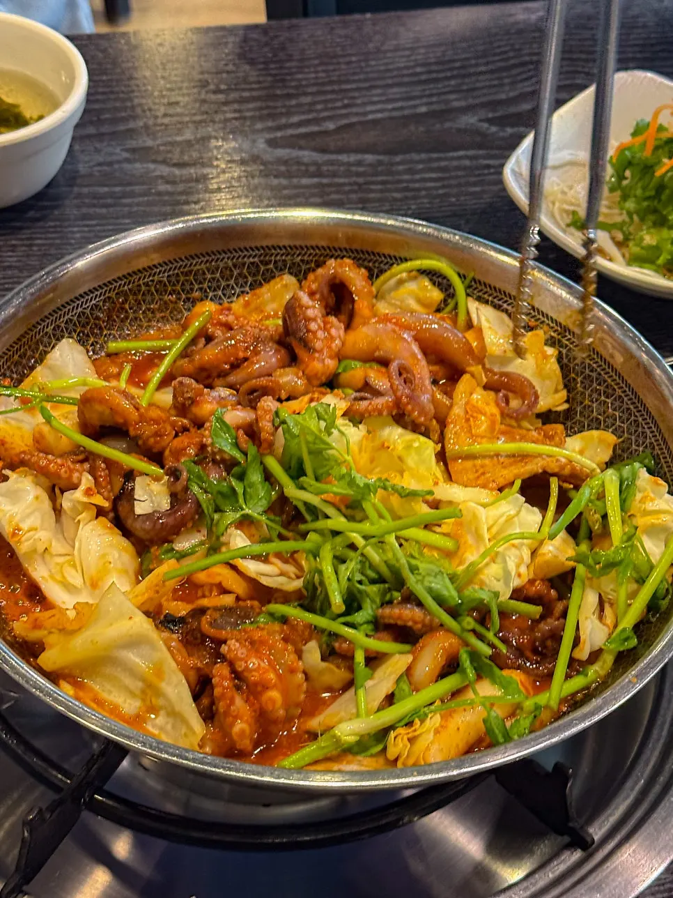 Fully cooked, spicy stir-fried octopus