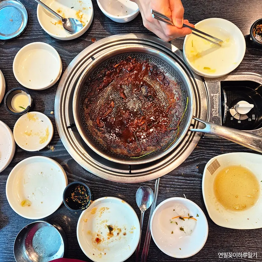 Table at Songjjujip Magok after finishing the meal