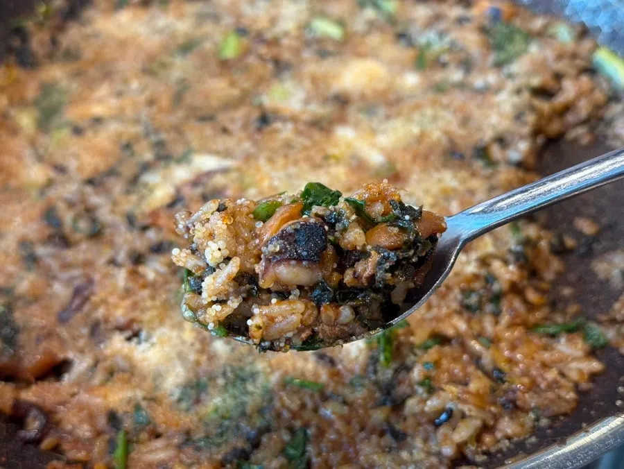 A spoonful of the flying fish roe fried rice