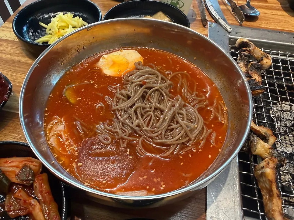 Cold water buckwheat noodles ordered to finish the meal