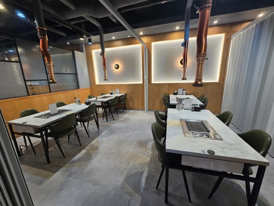 A quiet partitioned seating area