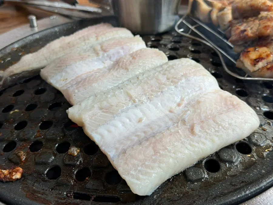 Eel, pork belly and duck all together on the grill