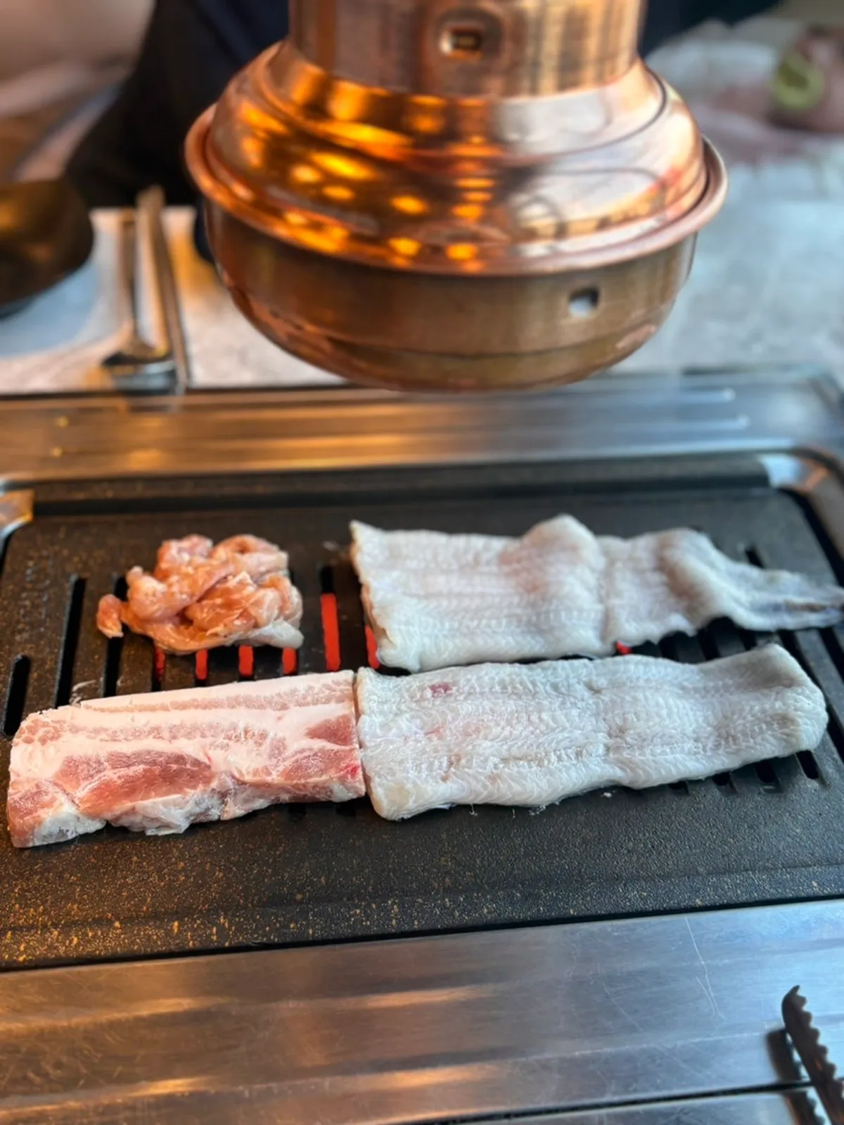 Freshwater eel grilling on the tabletop grill