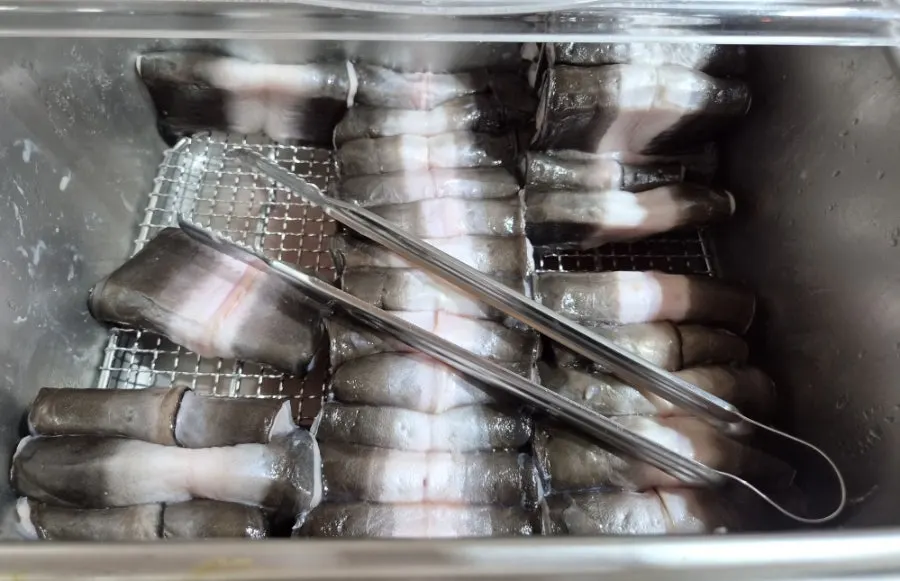 Plate of meat brought over from the self-bar