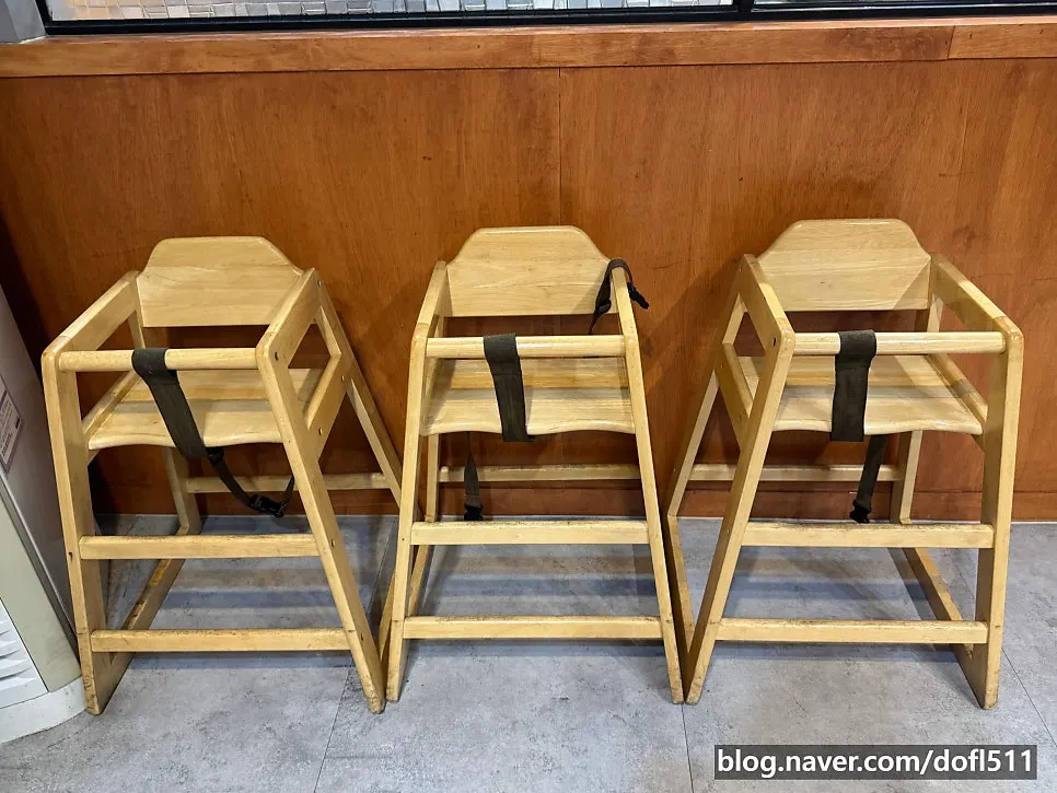 Interior view showing baby chairs available in the restaurant