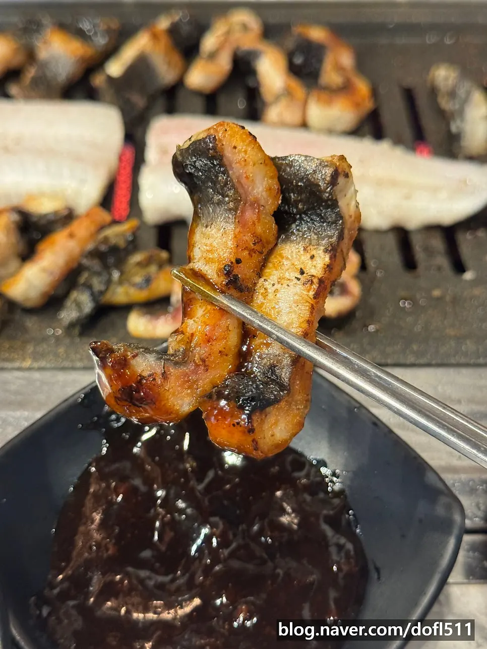 Grilled eel dipped in sauce