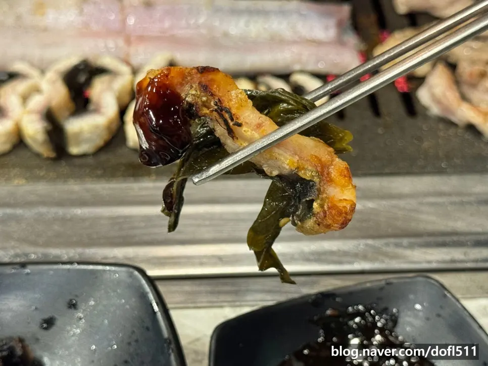 Close-up of chewy, well-grilled freshwater eel