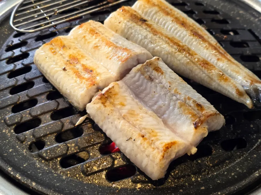 Freshwater eel on the grill