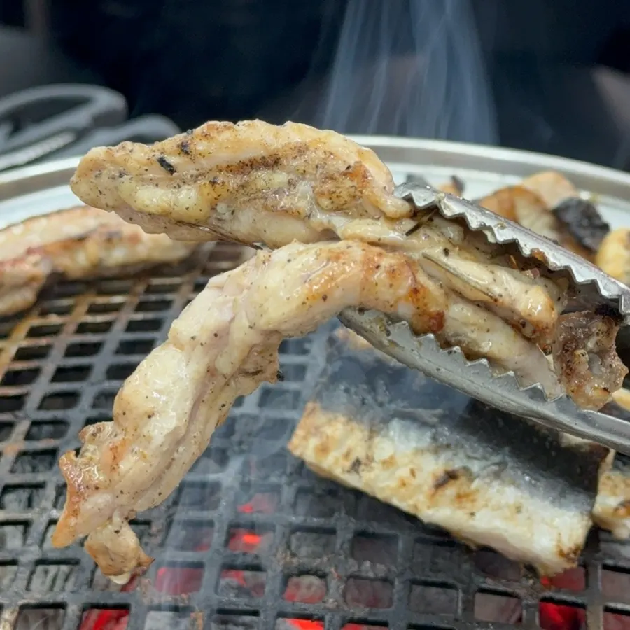 Chicken neck grilled over charcoal