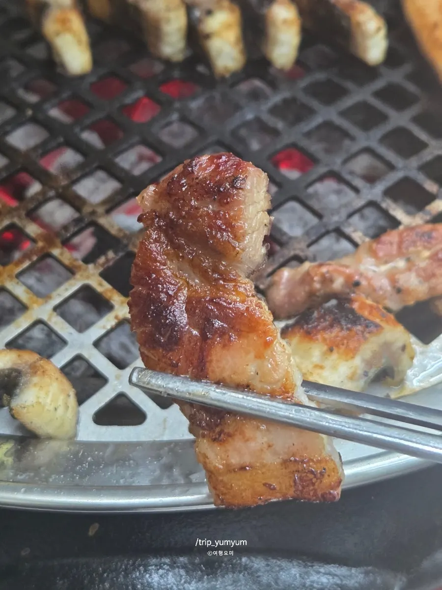 Pork belly grilled over charcoal
