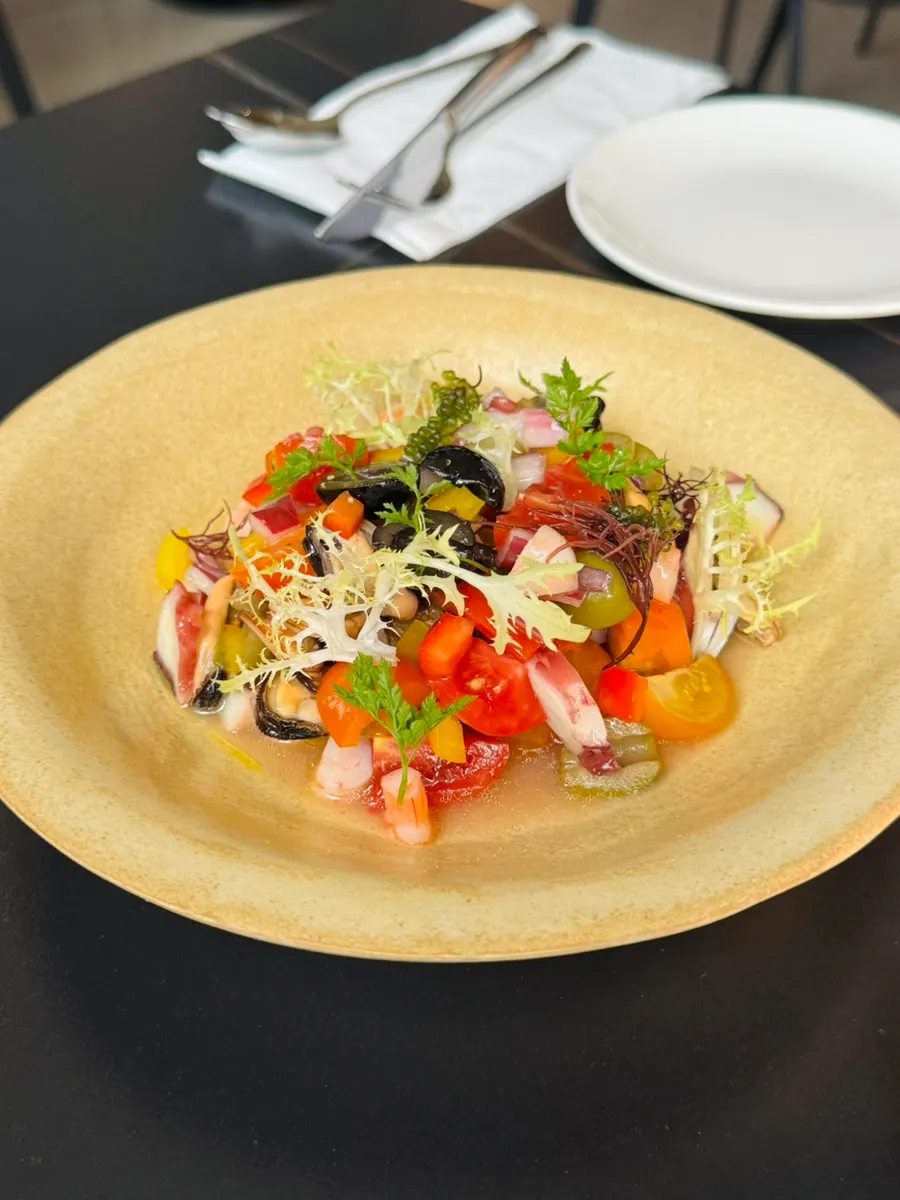Seafood salad with shrimp and octopus