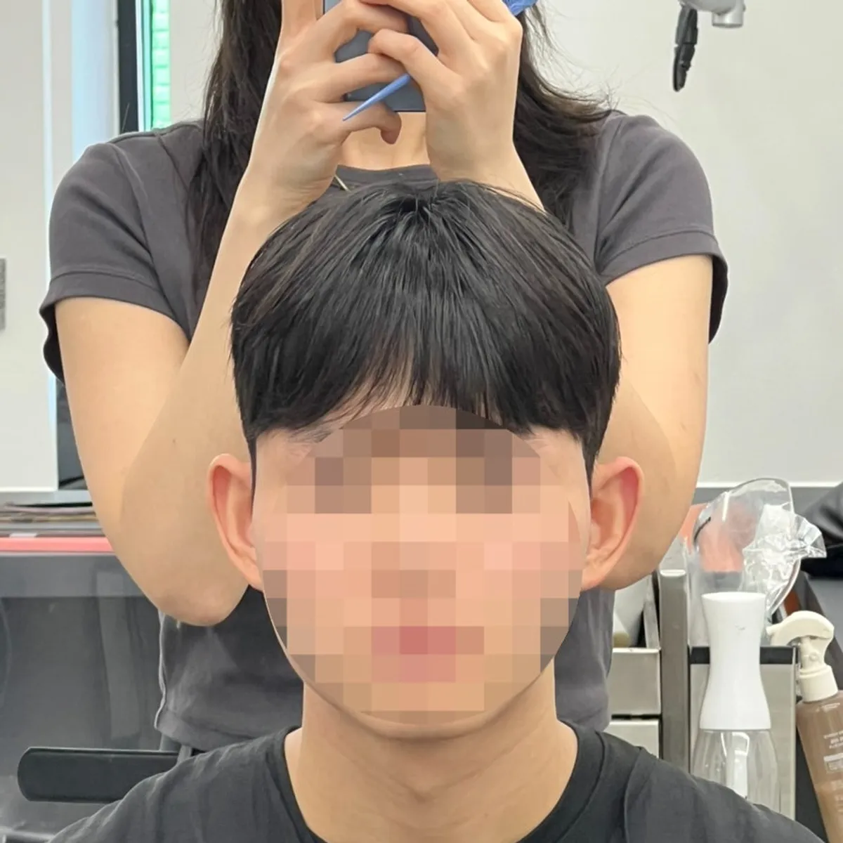 다운펌과 커트 후 남성 헤어 스타일