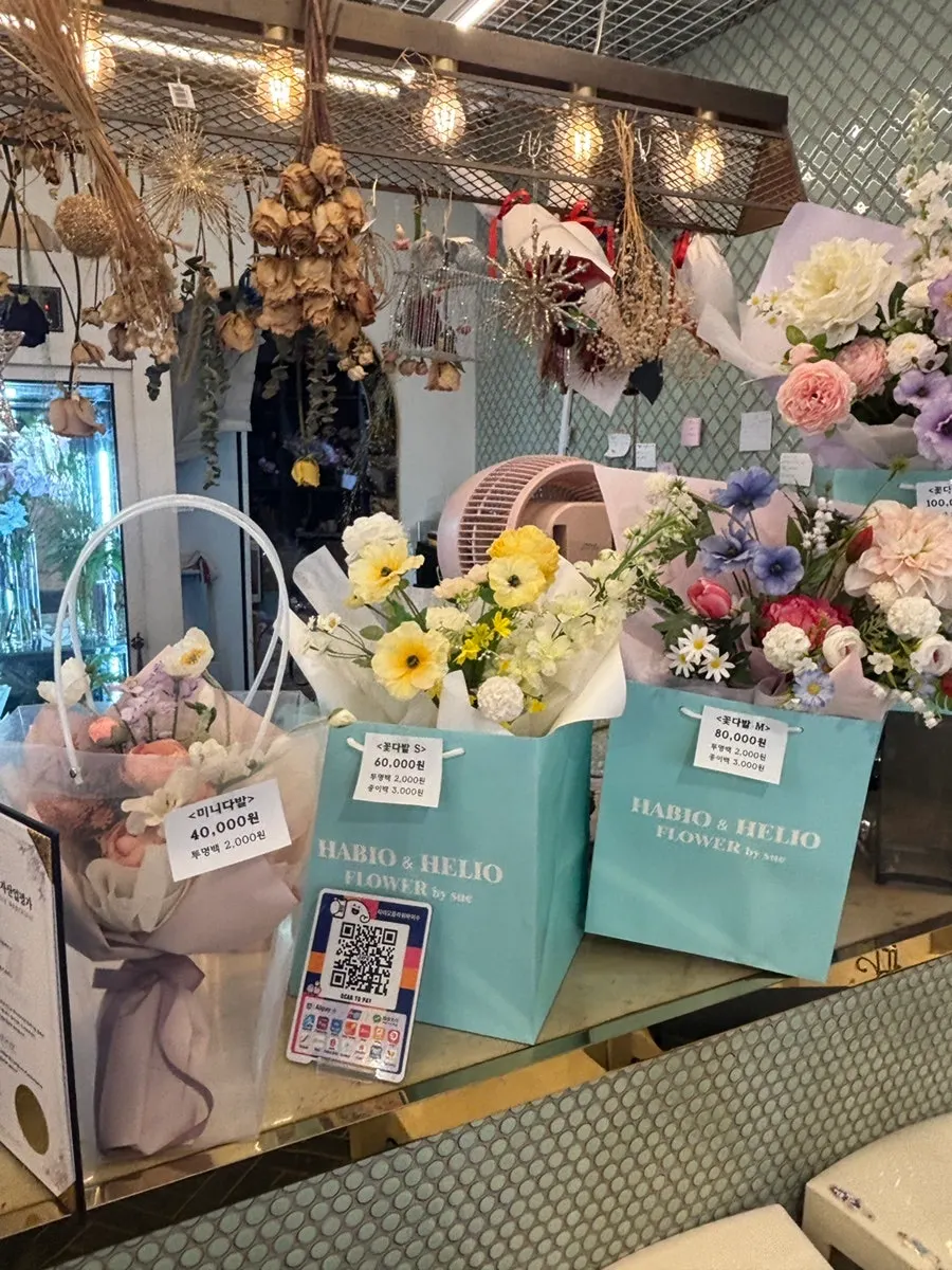 Beautifully decorated corner of the flower shop