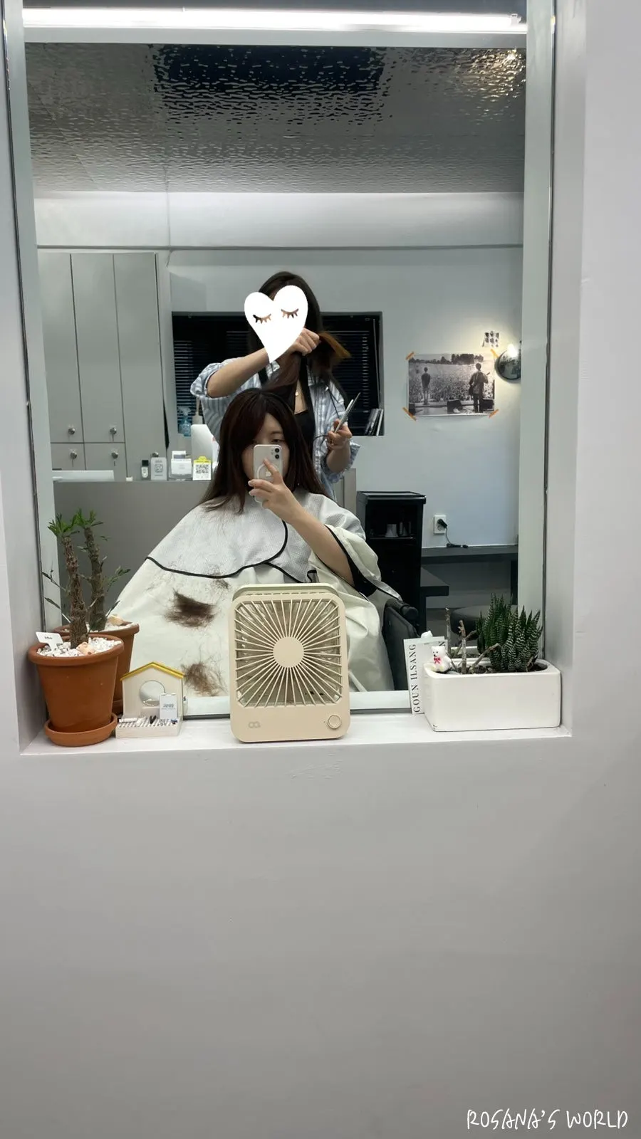 레이어드펌 전 커트 시작 장면