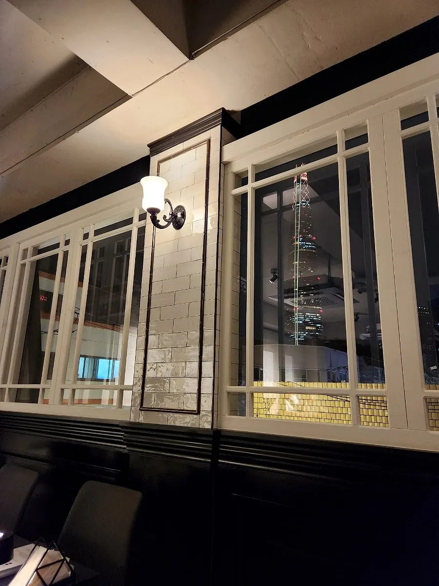 Night view of Lotte World Tower through the window