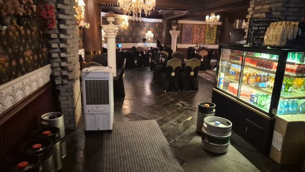 Distinctive interior of the pizza restaurant